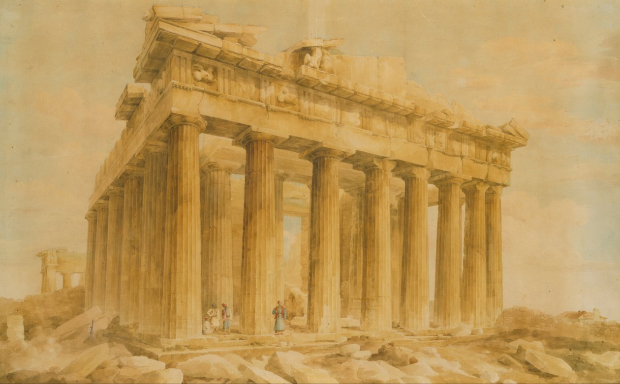 Parthenon luoteesta tekijältä Giovanni Battista Lusieri