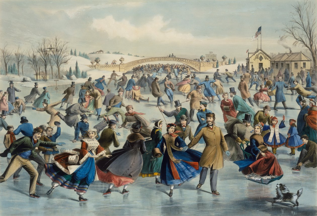 Central Park, Talvi - Luistelulampi, 1862. tekijältä Lyman Wetmore Atwater