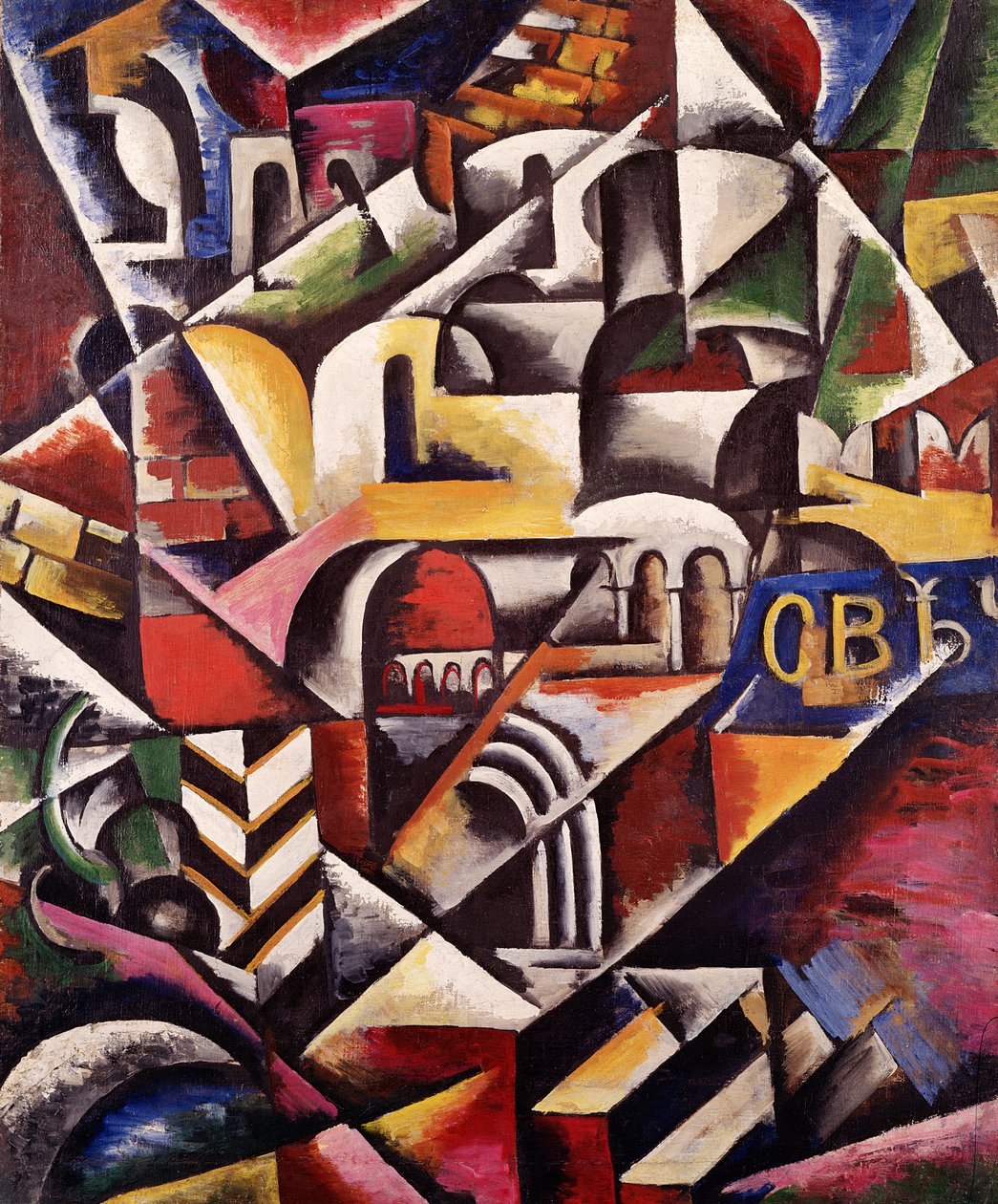 Kubistinen kaupunkikuva, 1914 tekijältä Lyubov Sergeevna Popova