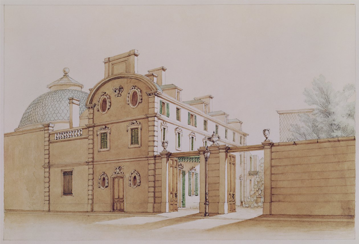 Näkymä talosta rue Fortuneella, Honore de Balzacin (1799-1850) ostama vuonna 1847 (wc paperilla) tekijältä M. Santi