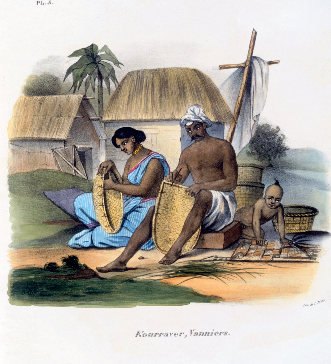 Basket Weavers, 1827-35 tekijältä M.E. Burnouf