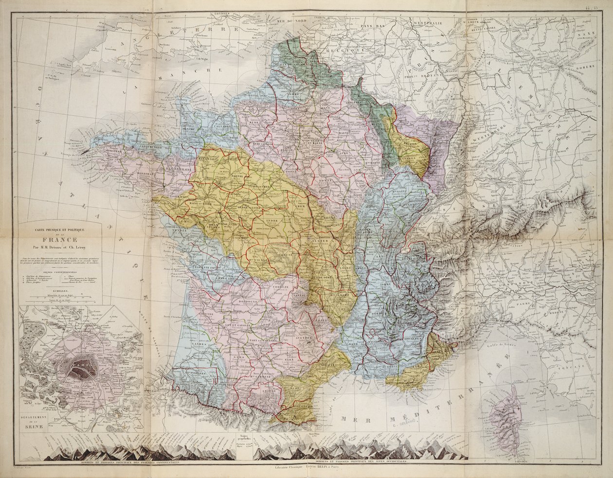 Ranskan kartta, n. 1830-40 tekijältä M.M. and Leroy, Ch. Drioux