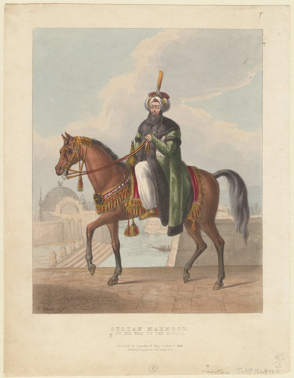 Mahmud II:n muotokuva 1785-1839, Ottomaanien valtakunnan sulttaani, 1829 tekijältä M. Gauci