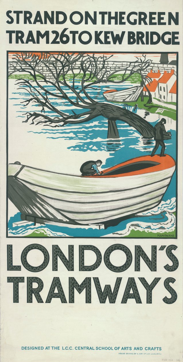 Strand on the Green, Tram 26 to Kew Bridge, London County Council LCC Tramways -juliste, 1924 tekijältä M Haythorne