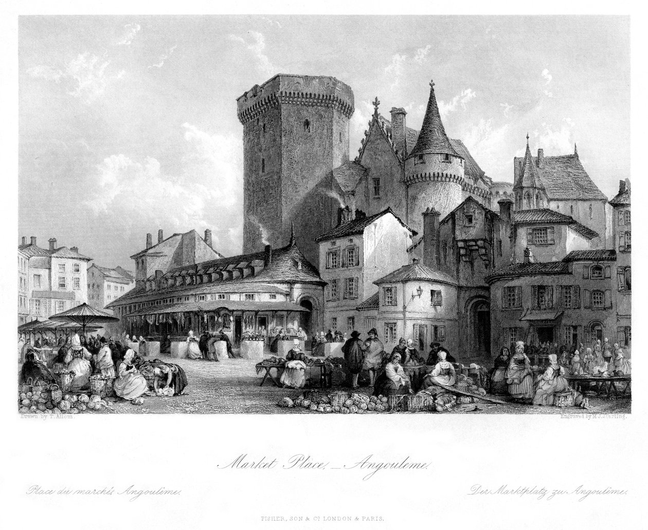 Market Place, Angouleme, Ranska, 1800-luku tekijältä M. J. Starling