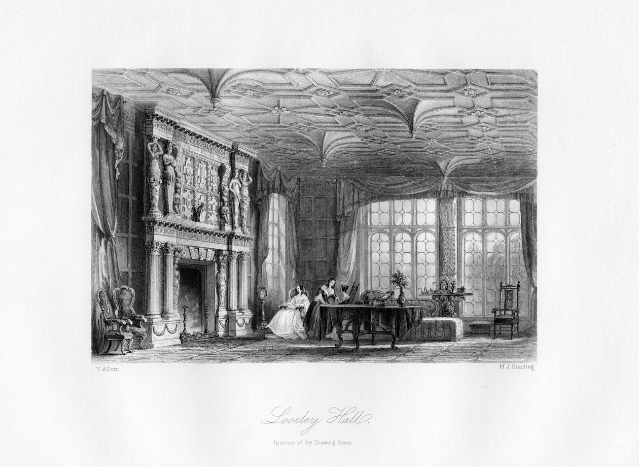 Sali, Loseley Hall, Guildford, 1800-luku. tekijältä M. J. Starling