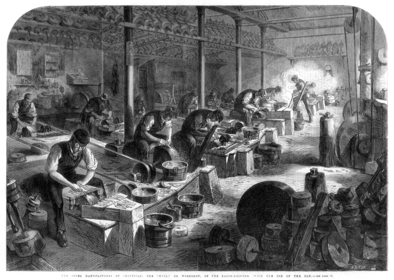Terästehtaita Sheffieldistä, Yorkshirestä, 1866 tekijältä M. Jackson