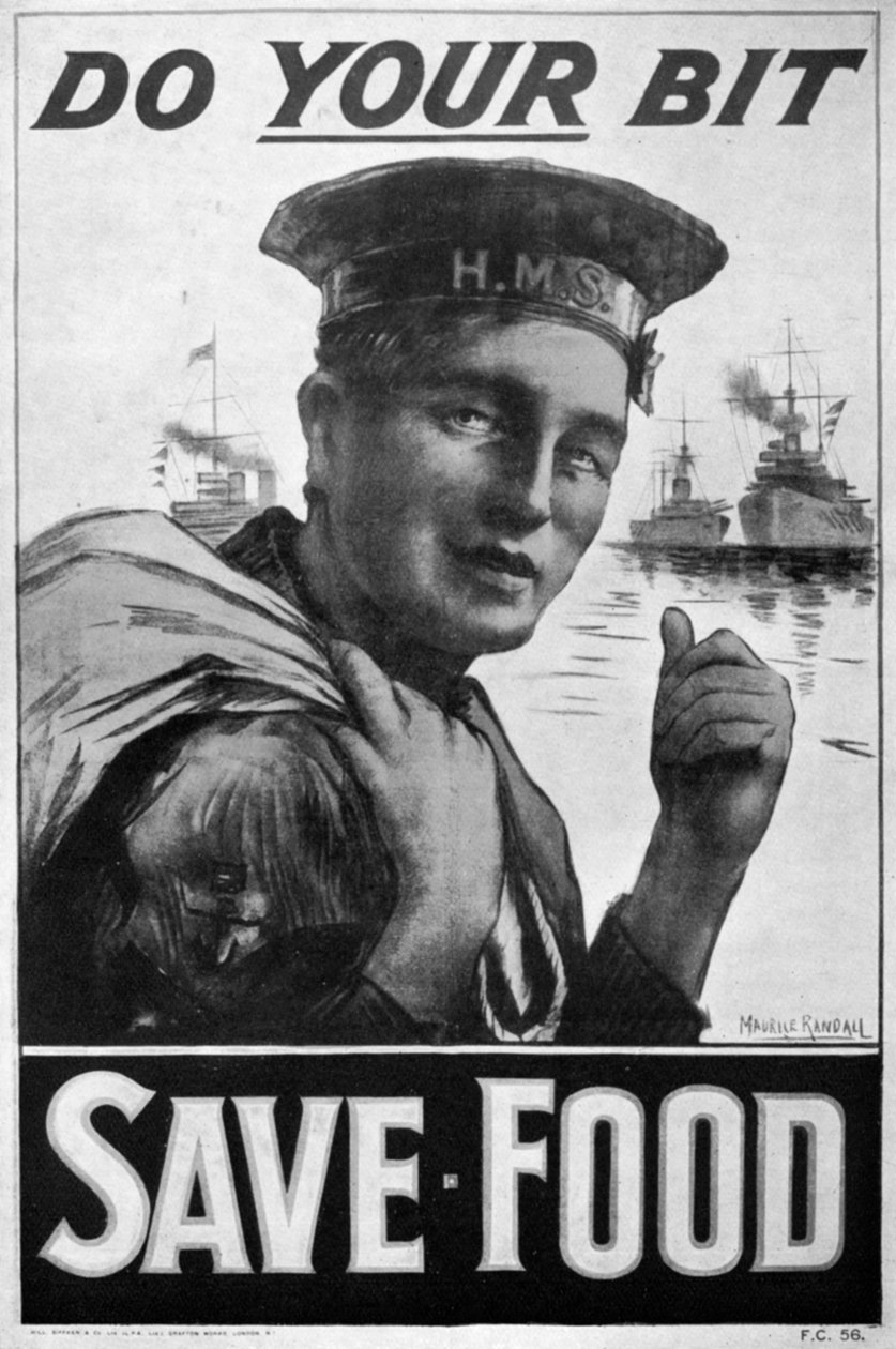 "Do Your Bit - Save Food", elintarviketalousjuliste, ensimmäinen maailmansota, 1917, n. 1920. tekijältä M Randall
