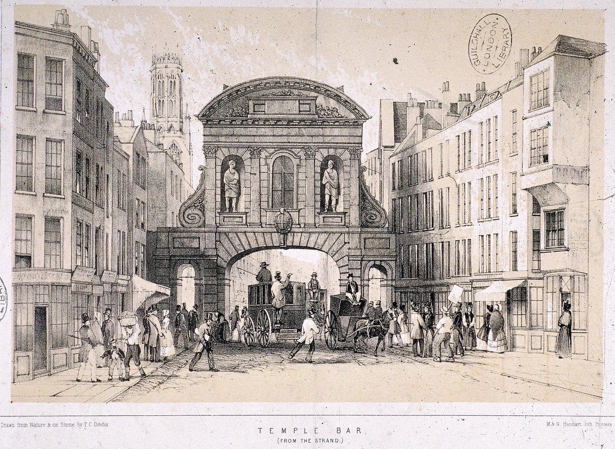 Temple Bar, Lontoo, 1845 tekijältä M and N Hanhart