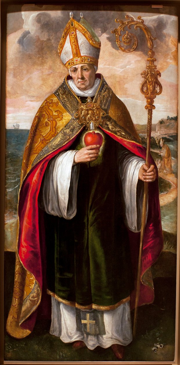 Augustinus Hippo - Pyhä Augustinus (Augustine of Hippo, 354-430) Maaerten de Vosin (Martin de Vos, Marten de Vos) maalaus (1532-1603), öljy puulle tekijältä Maarten de Vos