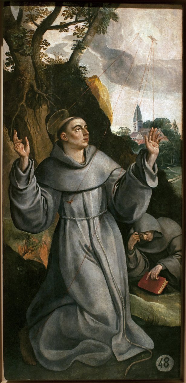 Pyhä Francois Assisilainen (1181-1226). Martin (Maarten) de Vosin (1532-1604) maalaus, öljy puulle tekijältä Maarten de Vos