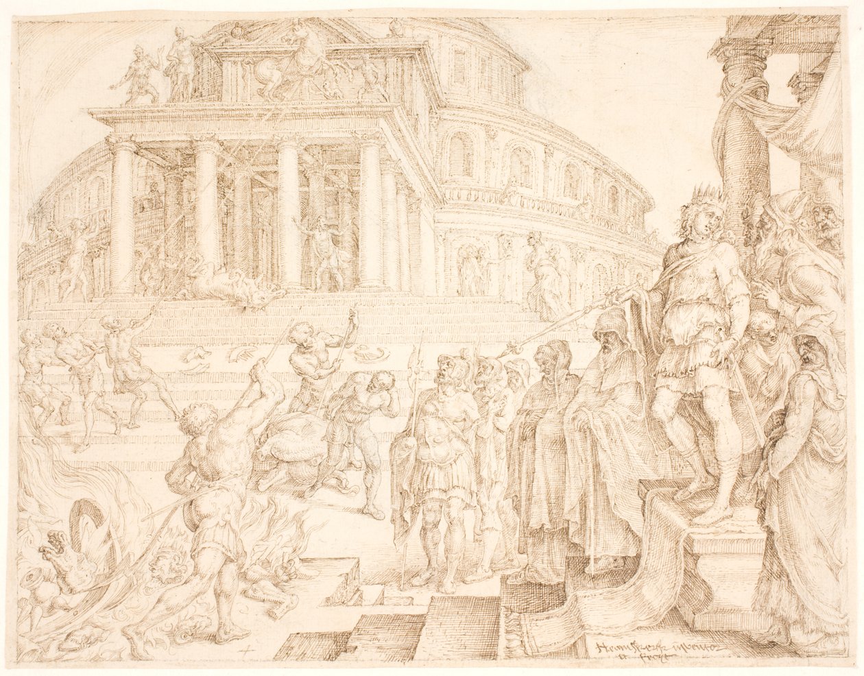 Josies ordena que es treguin els cavalls i que es cremin els carros solars tekijältä Maarten van Heemskerck