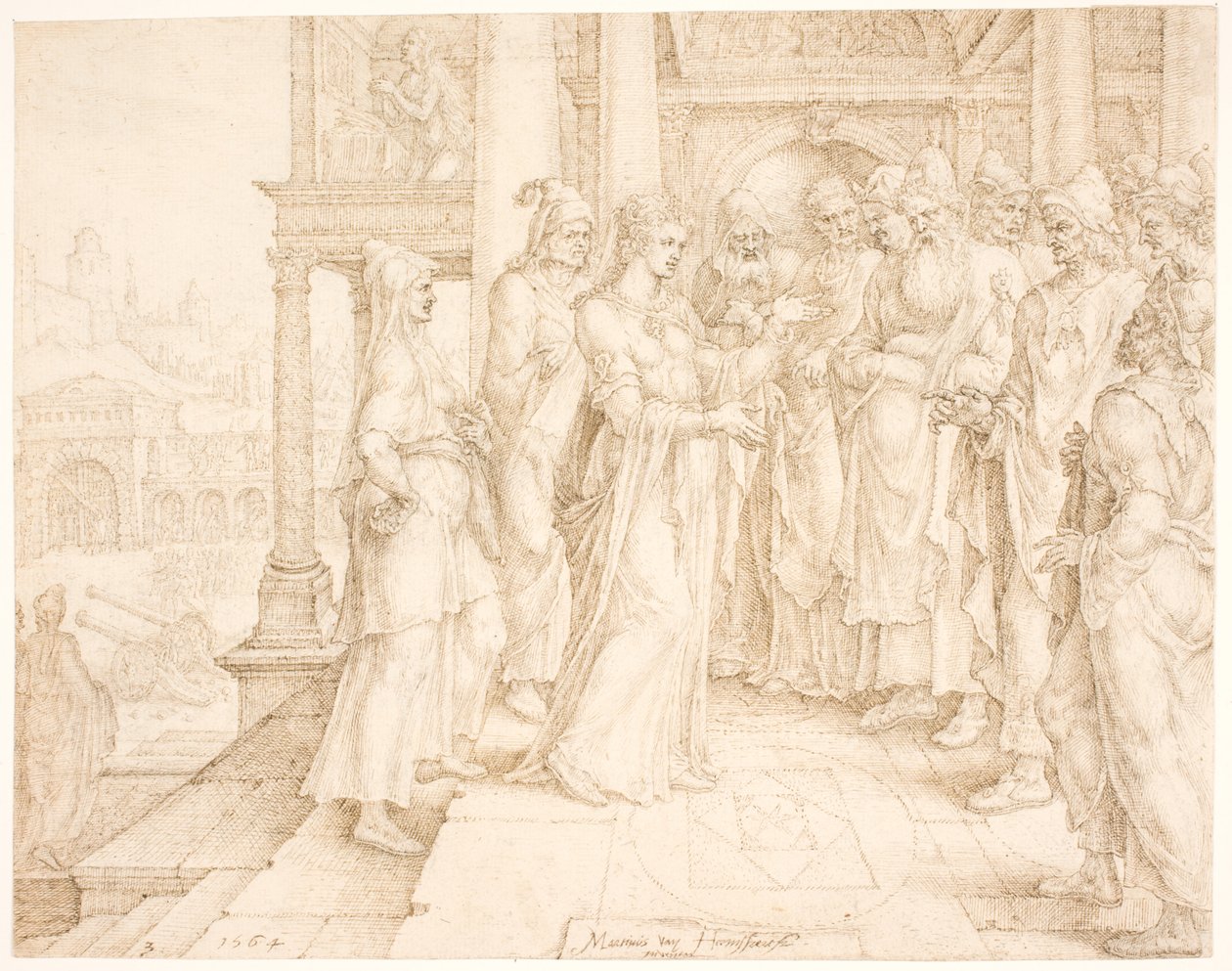 Judith puhuttelee Bethulian muinaisille tekijältä Maarten van Heemskerck