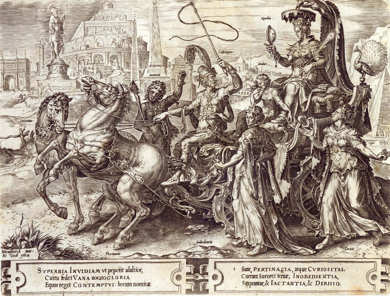 Ylpeys, levy 3 teoksesta "The Vicissitude of Human Things", 1564. tekijältä Maarten van Heemskerck
