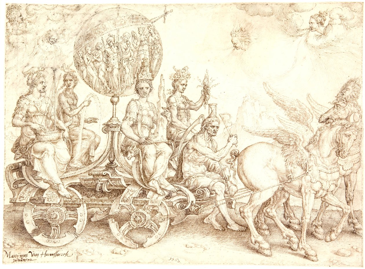 Voitonvaunut. Mundus (Maailma). (Allegoria neljästä elementistä) tekijältä Maarten van Heemskerck
