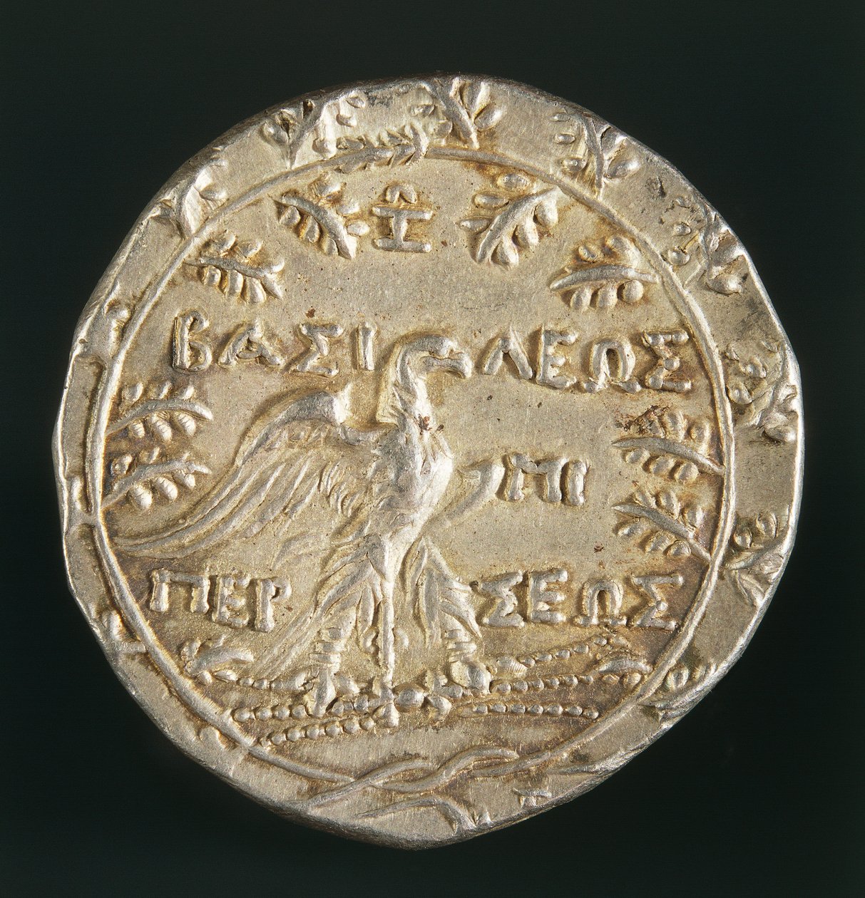 Makedonian kuninkaan Perseuksen tetradrakm, lyöty Pellassa, Makedonian kuningaskunnassa, kääntöpuoli, noin 179-168 eKr. (hopea) tekijältä Macedonian