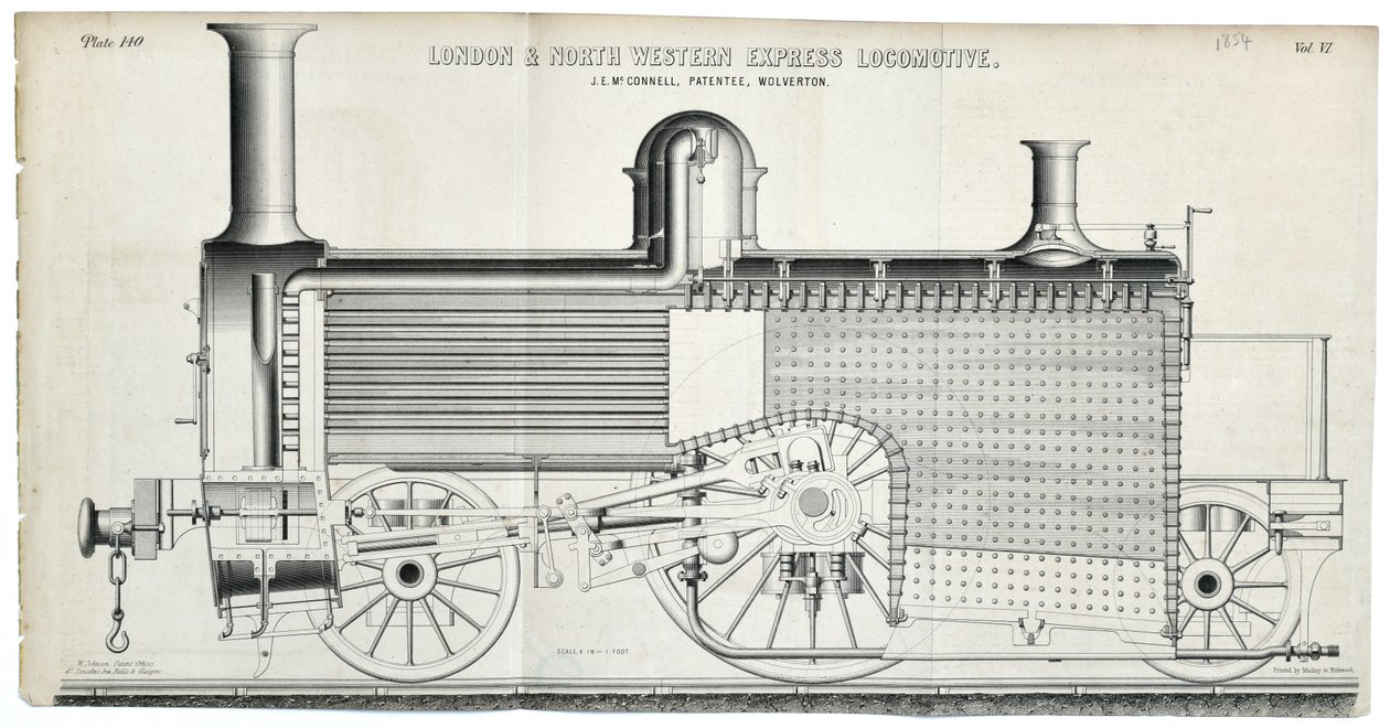 London and North Western Express Locomotive plate 138 tekijältä Mackay & Kirkwood