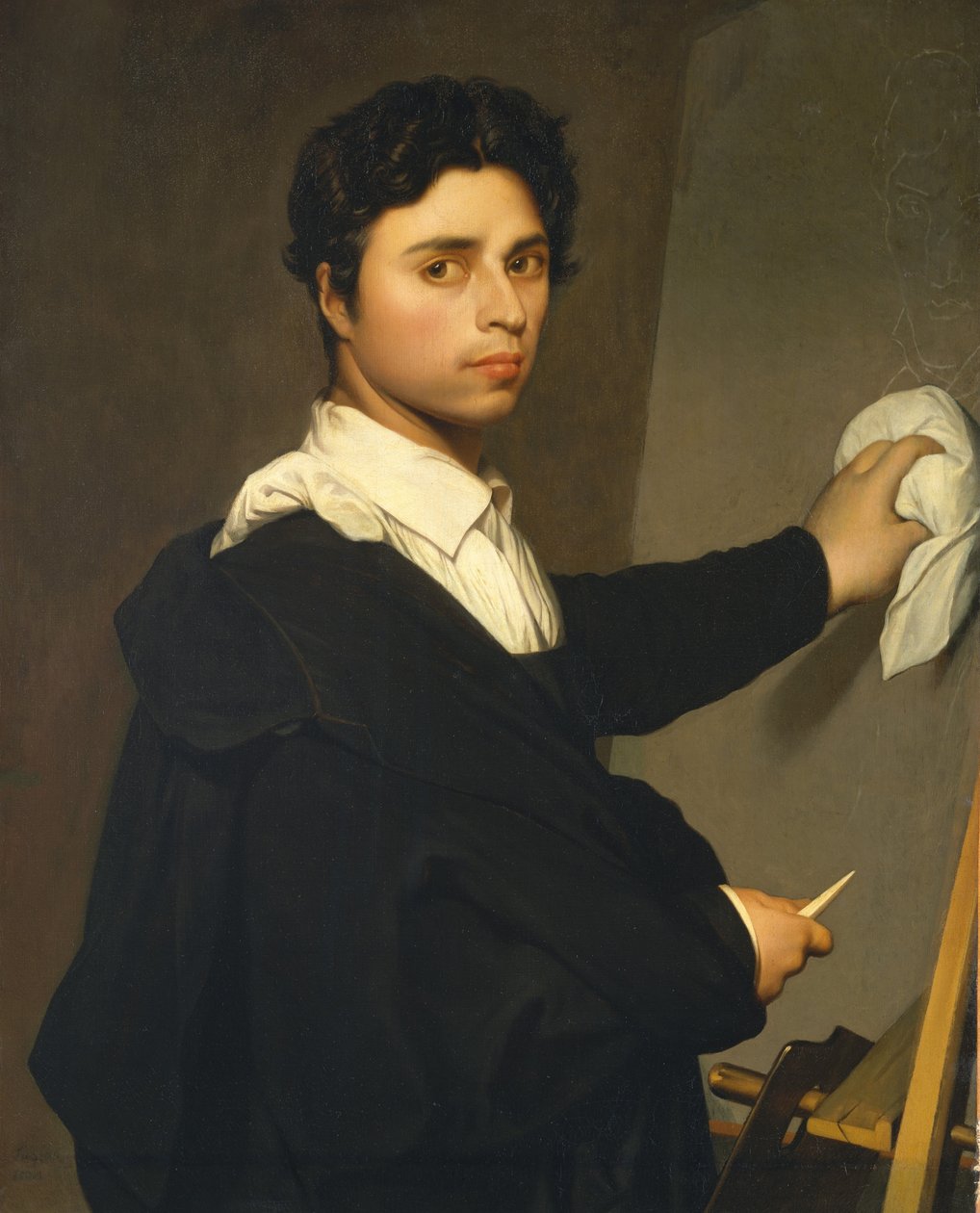 Ingres nuorena miehenä, n. 1850-60 (öljy kankaalle) tekijältä Madame Gustave Hequet