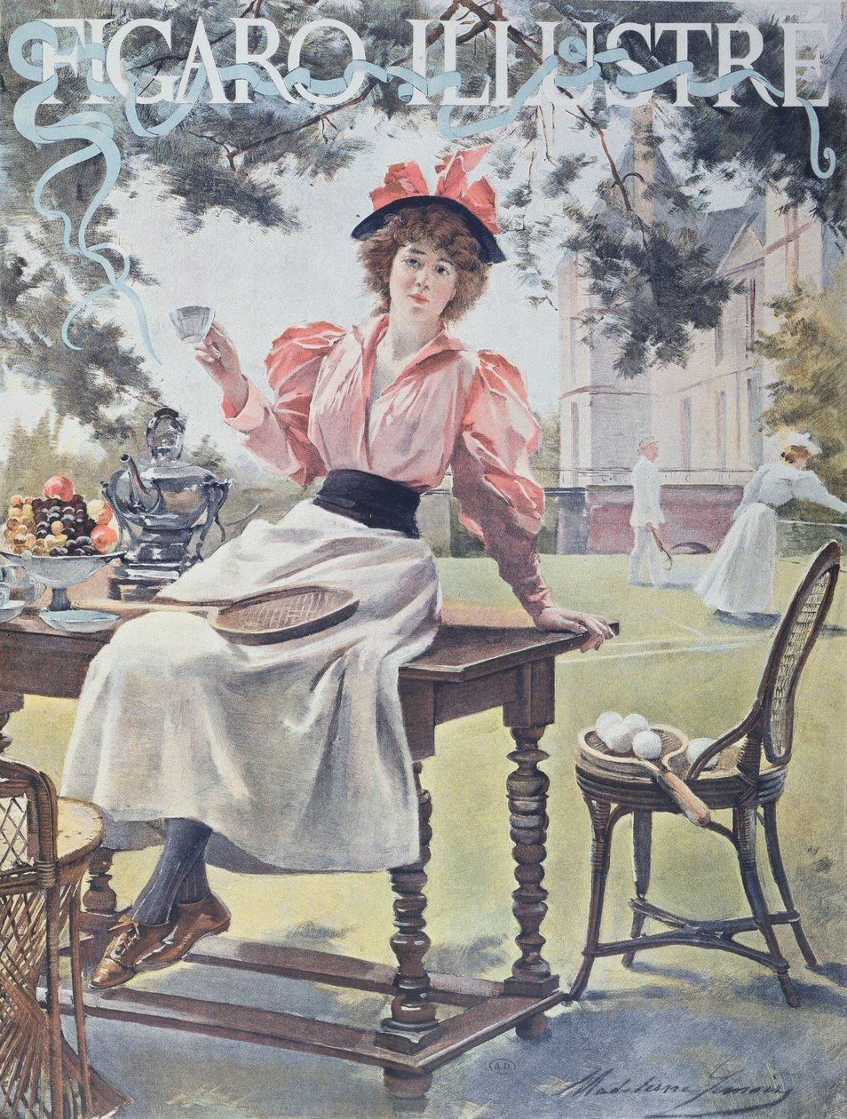 Tennis, Figaro Illustre -lehden etukansi, 1893 tekijältä Madeleine Lemaire