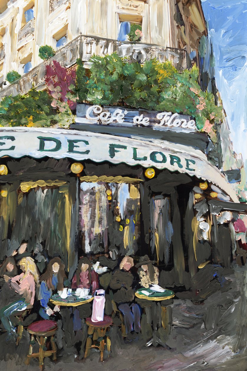 Café De Flore, 2019 (akryylimaali arkistopigmenttiprintillä) tekijältä Madeleine Gross