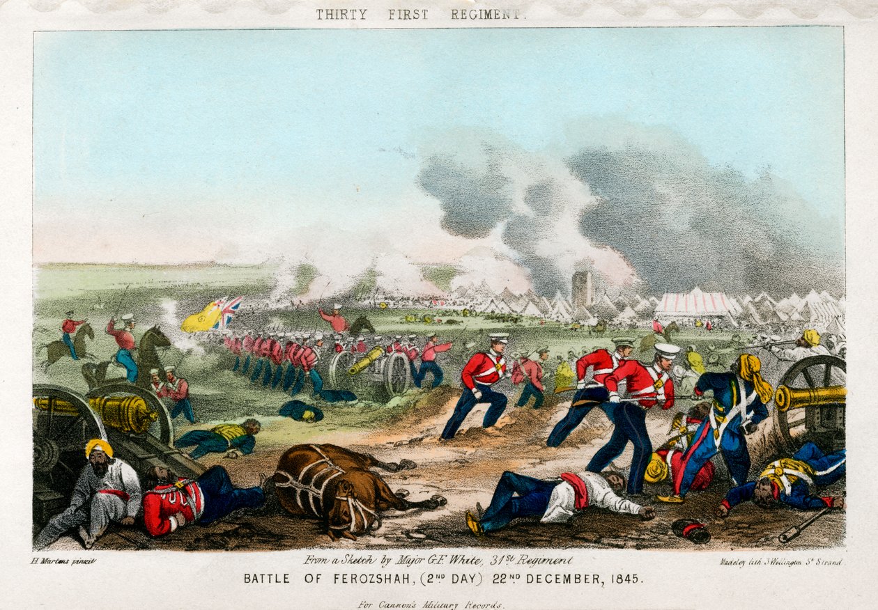 Kolmekymmentä ensimmäinen rykmentti, Ferozeshan taistelu, 2. päivä, 22. joulukuuta 1845 tekijältä Madeley