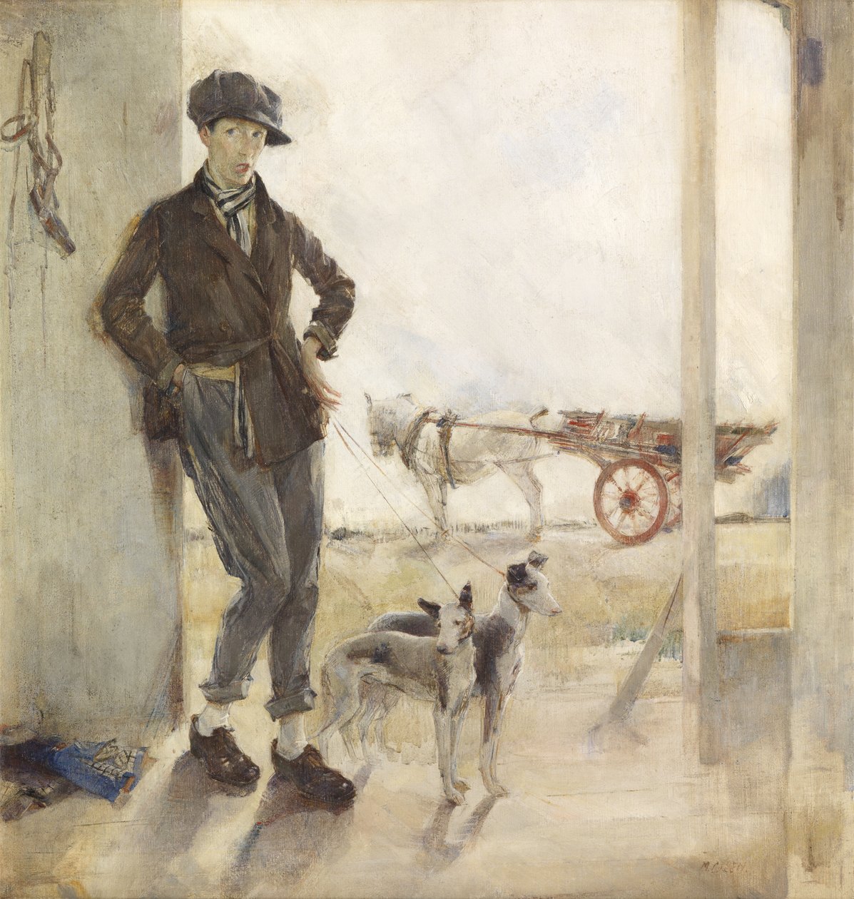 Coster with Dogs (öljy kankaalle) tekijältä Madeline Emily Green