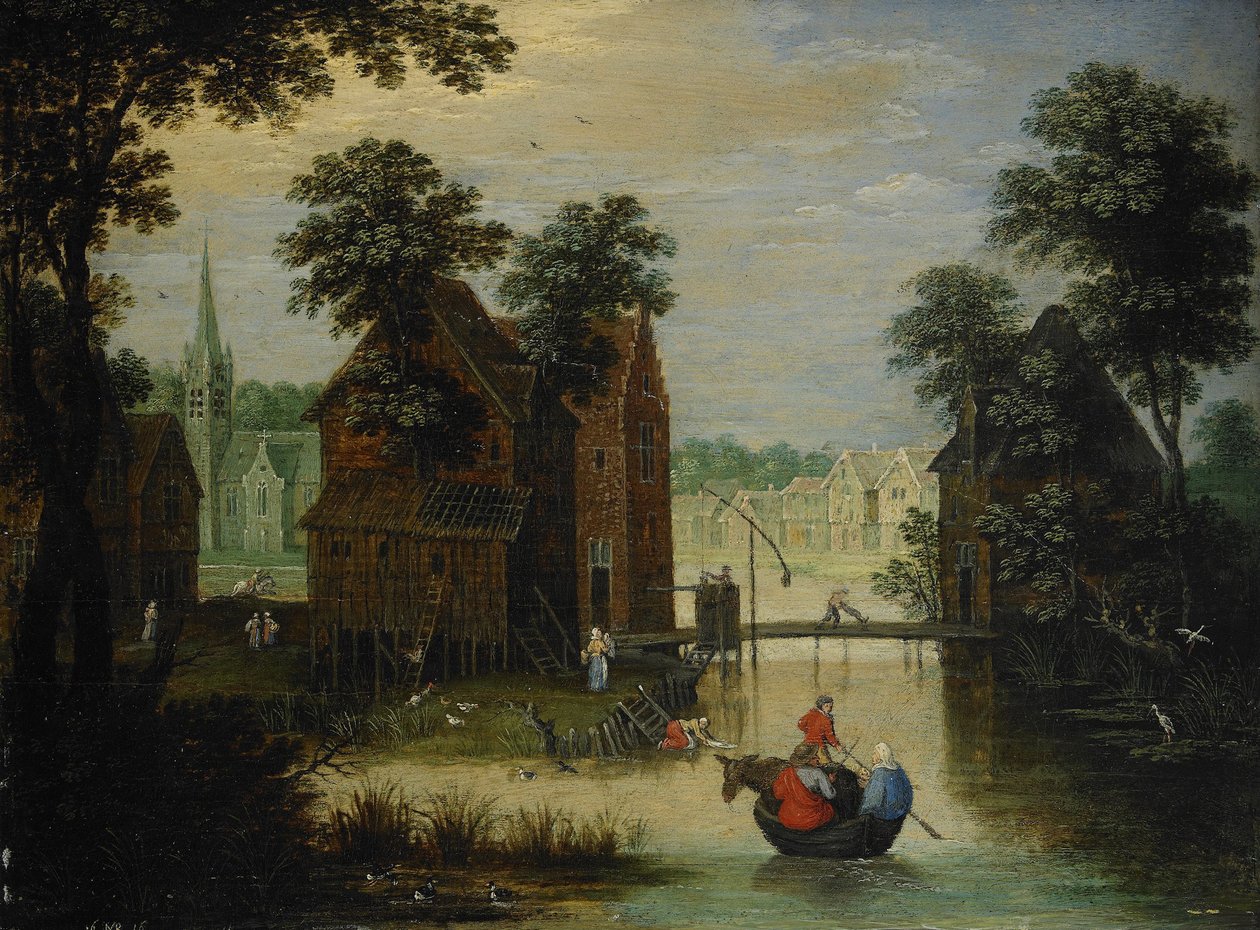 Jokimaisema lento Egyptiin, 1616 tekijältä Maerten Ryckaert