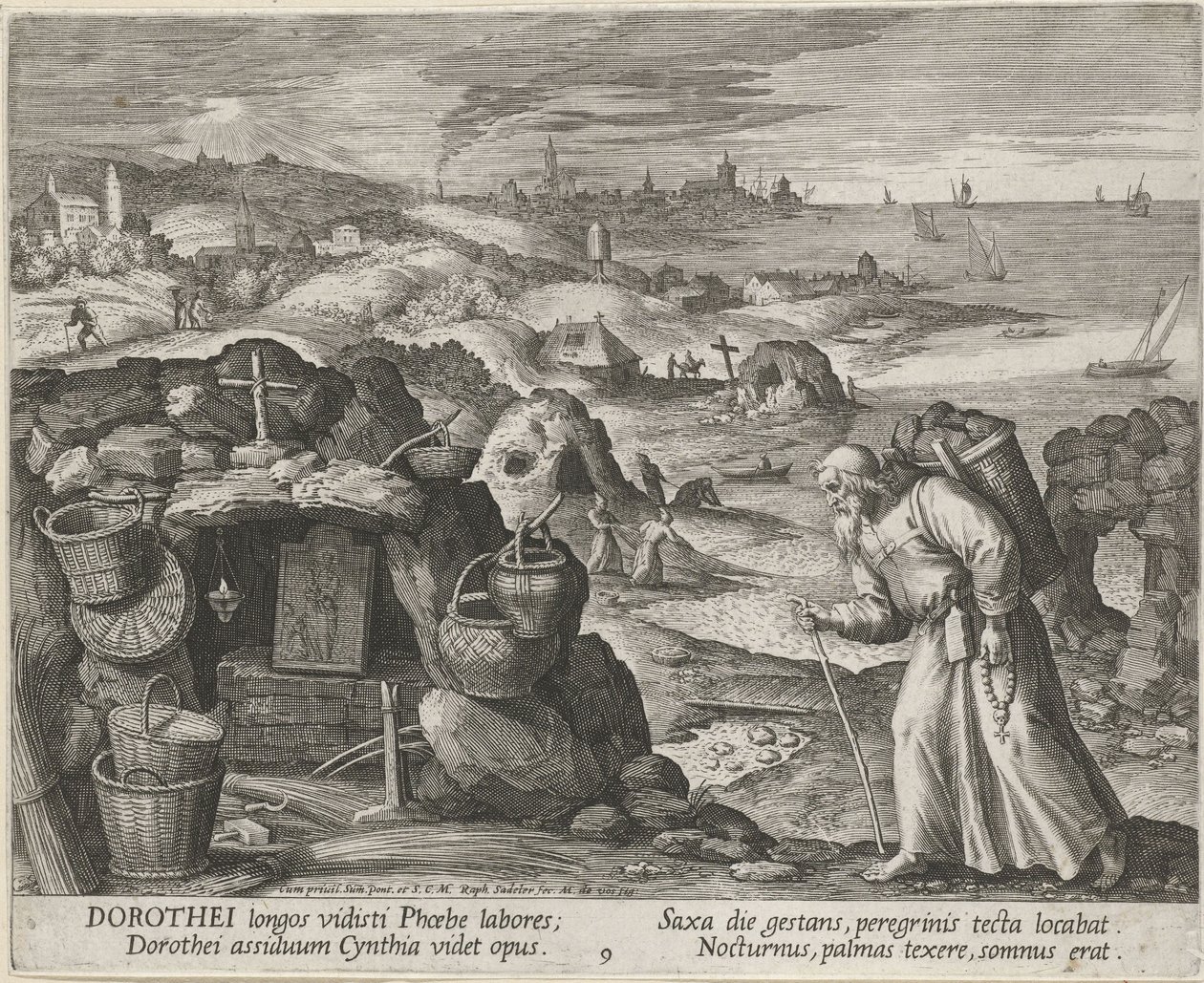 Pyhä Dorotheus Gazalainen erakkona, 1600. tekijältä Maerten Vos de