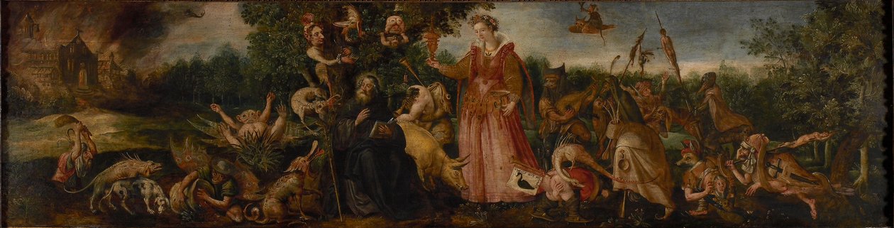 Pyhän Antoniuksen kiusaus, 1585-1590. tekijältä Maerten Vos de