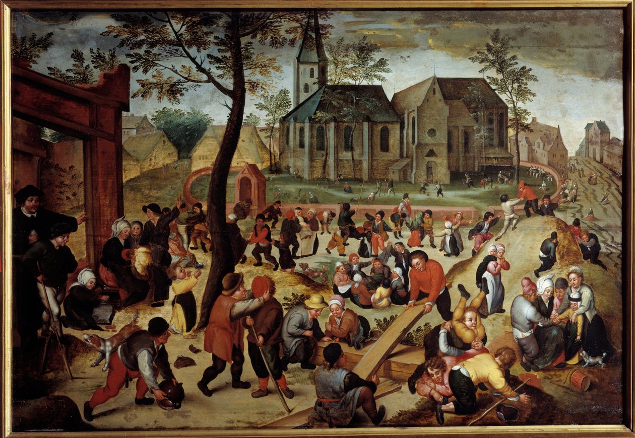 Lasten pelien maalaus, Martin Van Cleve (1527-1581) tekijältä Maerten van Cleve