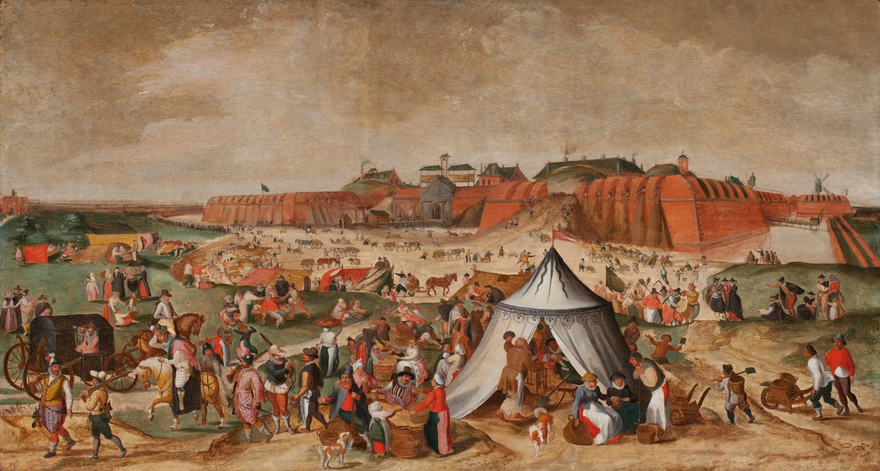 Antwerpenin linnoituksen purku 1500-luvun lopulla (öljy paneelille) tekijältä Maerten van Cleve