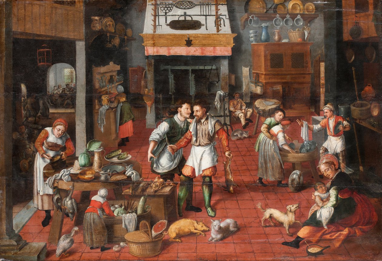 Keittiön sisustus, n. 1565 tekijältä Maerten van Cleve