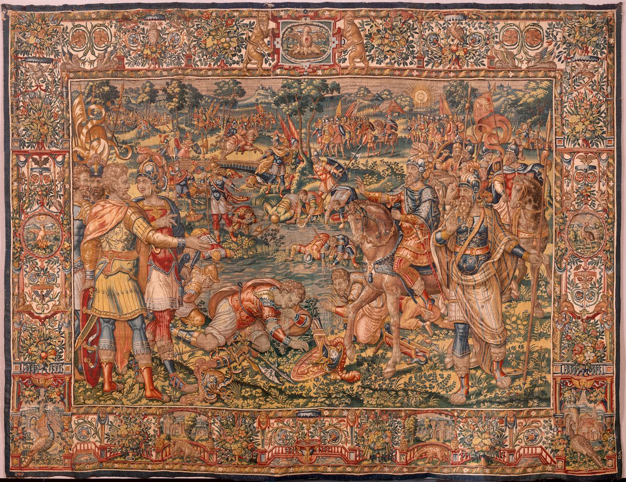 Hiippakunnan museo. Flanderin kuvakudos. Bryssel. Atelier Francois Geubels. Sarjan tarina Gideonista. Soturit valitaan. Silkki ja villa. Piispa Vicente Roca de la Sernan testamentti. Barokki. 1534-1571, v tekijältä Maerten van Heemskerck
