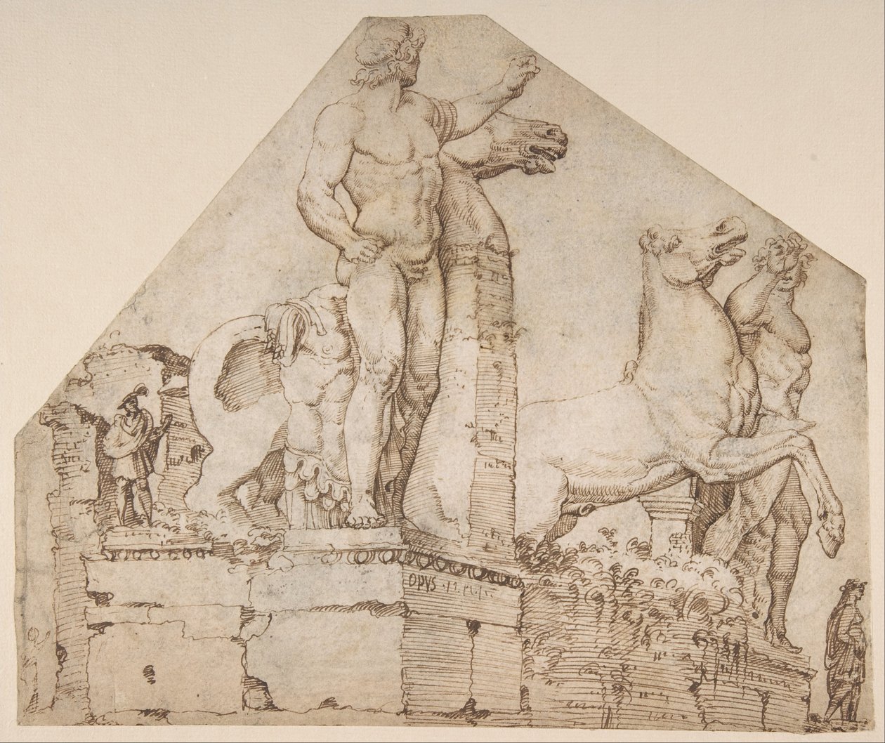 Dioskurit Monte Cavallolla, noin 1533 (kynä ja ruskea muste) tekijältä Maerten van Heemskerck