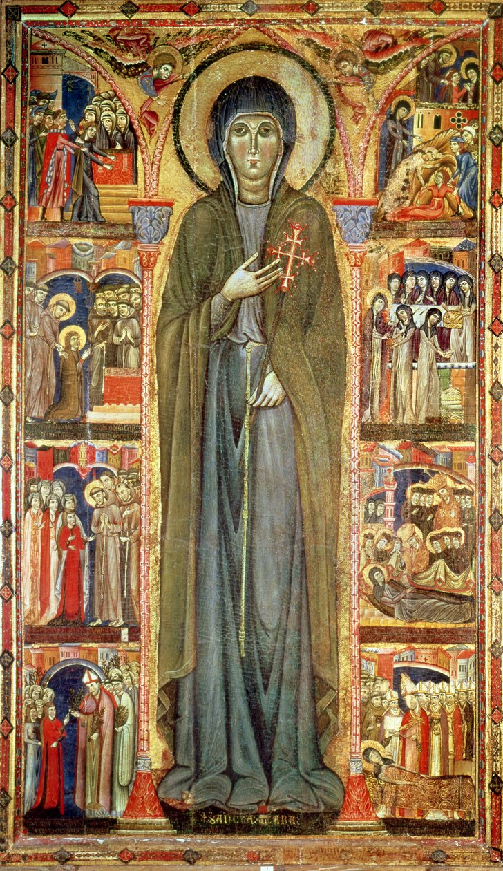 St. Clare kohtauksia hänen elämästään (tempera paneelissa) tekijältä Maestro di Santa Chiara