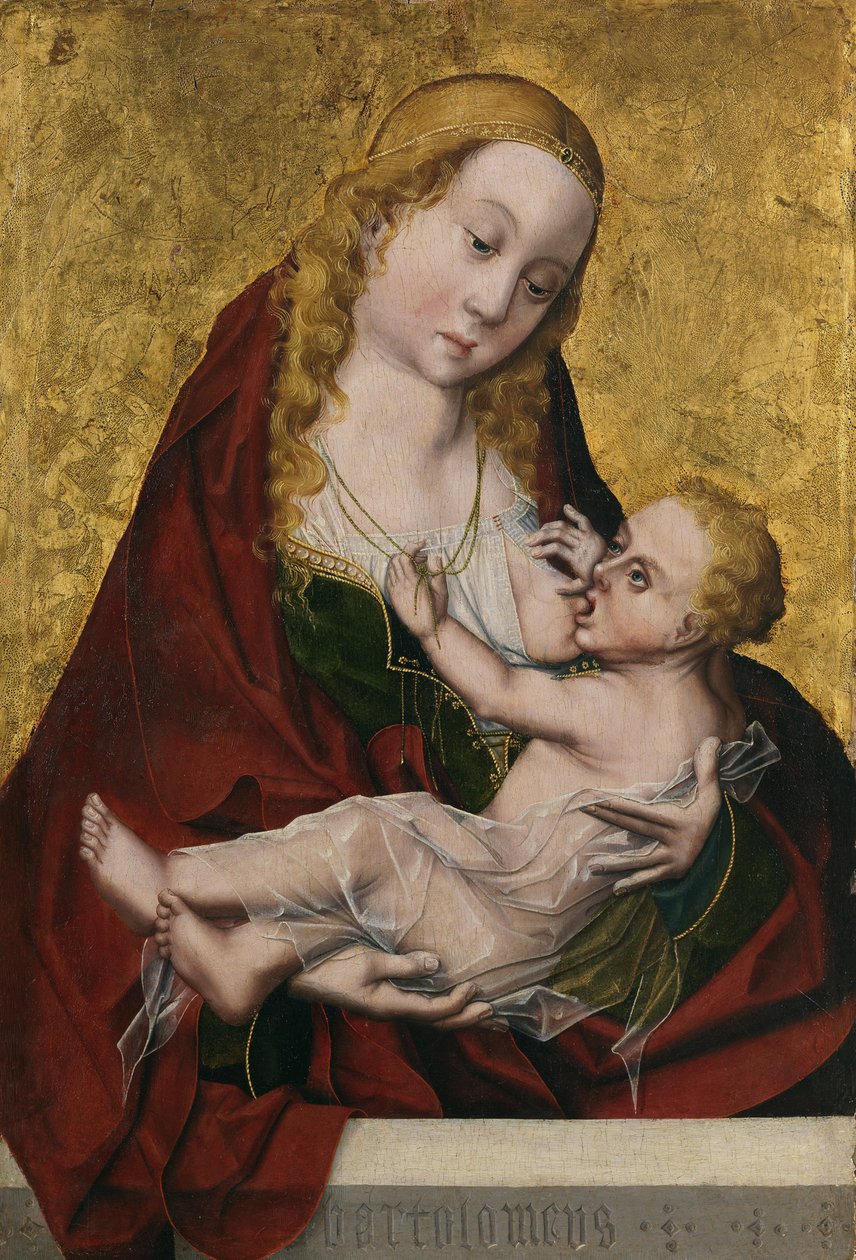 Neitsyt imettävä lasta, n. 1490 tekijältä Maestro Bartolomé