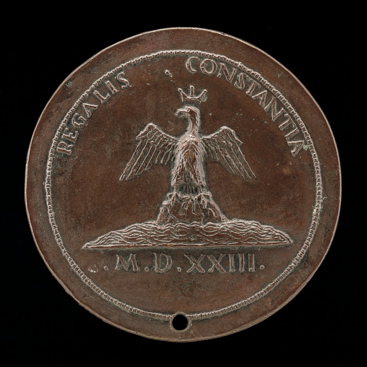 Kruunattu kotka kukkulalla keskellä vesiä [käänteinen], 1523. tekijältä Maffeo Olivieri