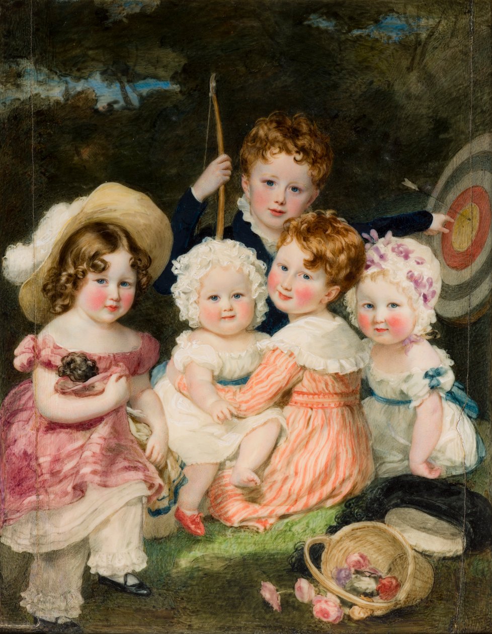Muotokuva 2. Earl of Bradfordin (1789-1865) viidestä vanhimmasta lapsesta, n. 1821-74 (öljy kankaalle) tekijältä Magdalena Ross