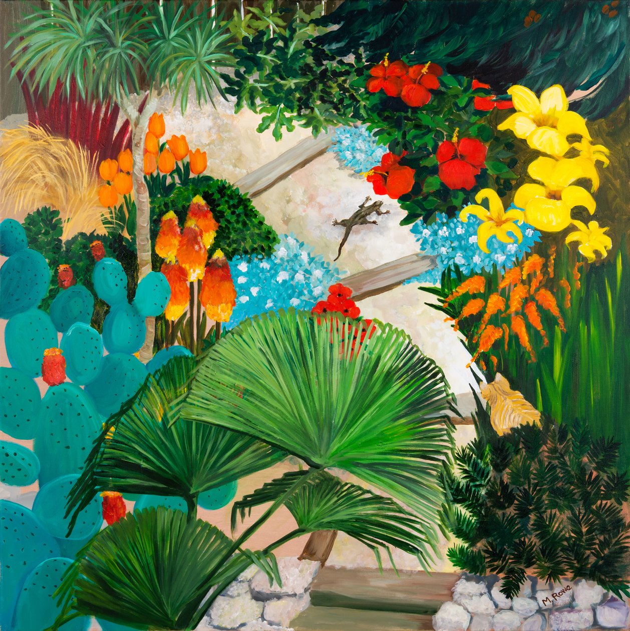 Exotic Gardens, 2013 (akryyli kankaalle) tekijältä Maggie Rowe