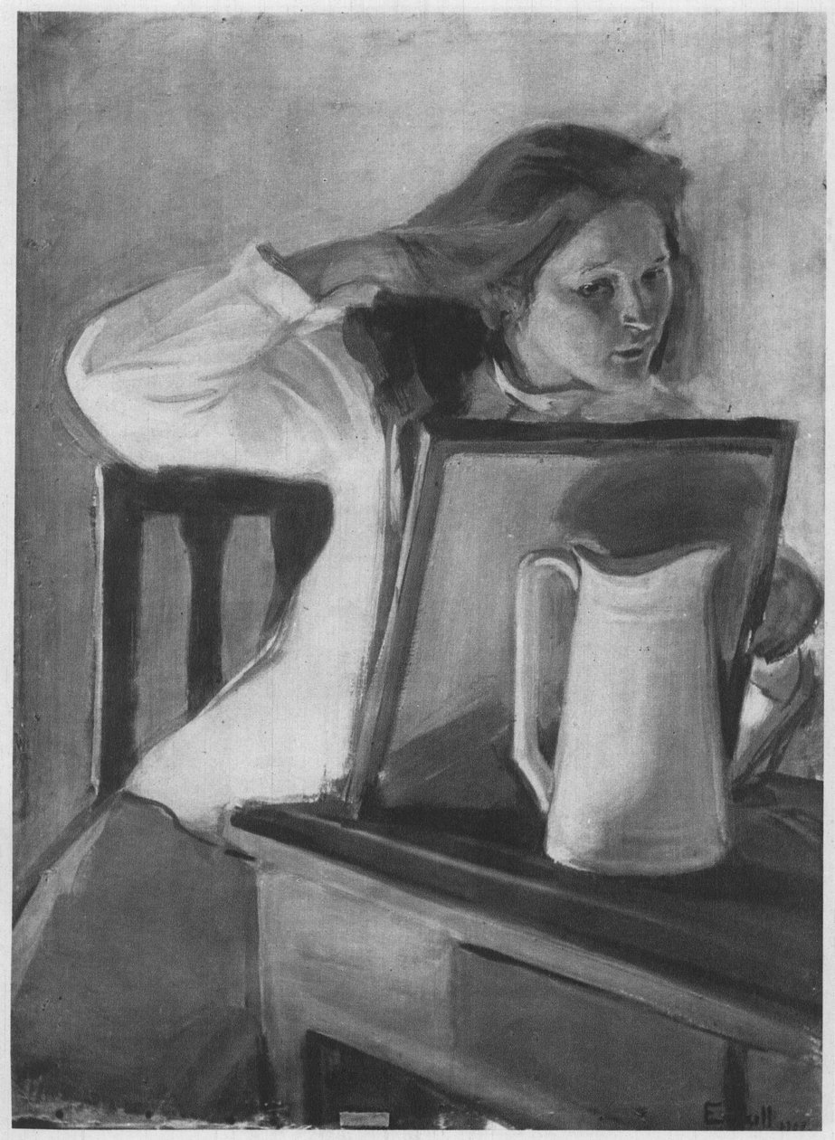 Vor dem Spiegel. Beschreibung lt. Quellen tekijältä Magnus Enckell