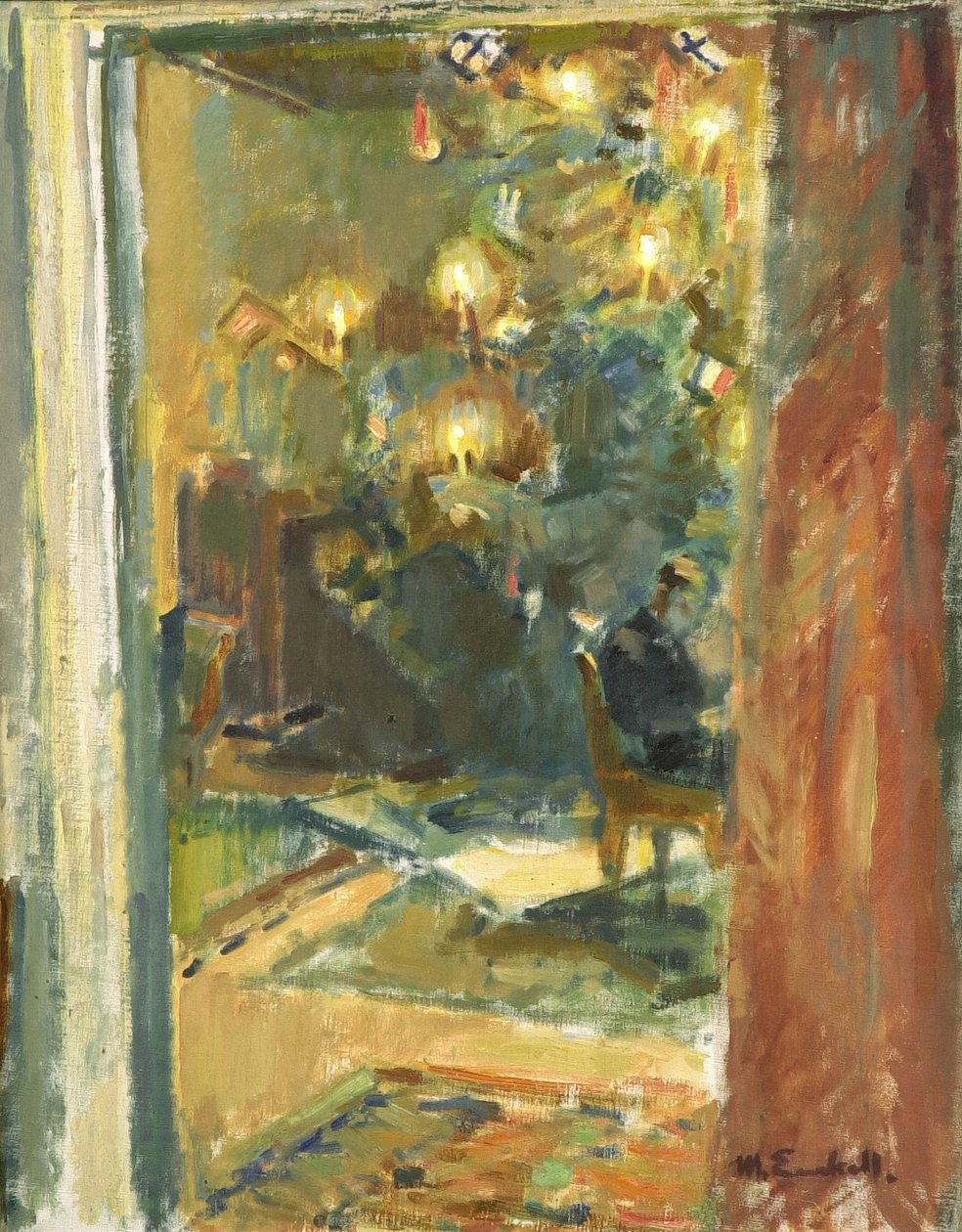 Joulukuusi Kilon kartanon salongissa, 1920-luvun alku tekijältä Magnus Enckell
