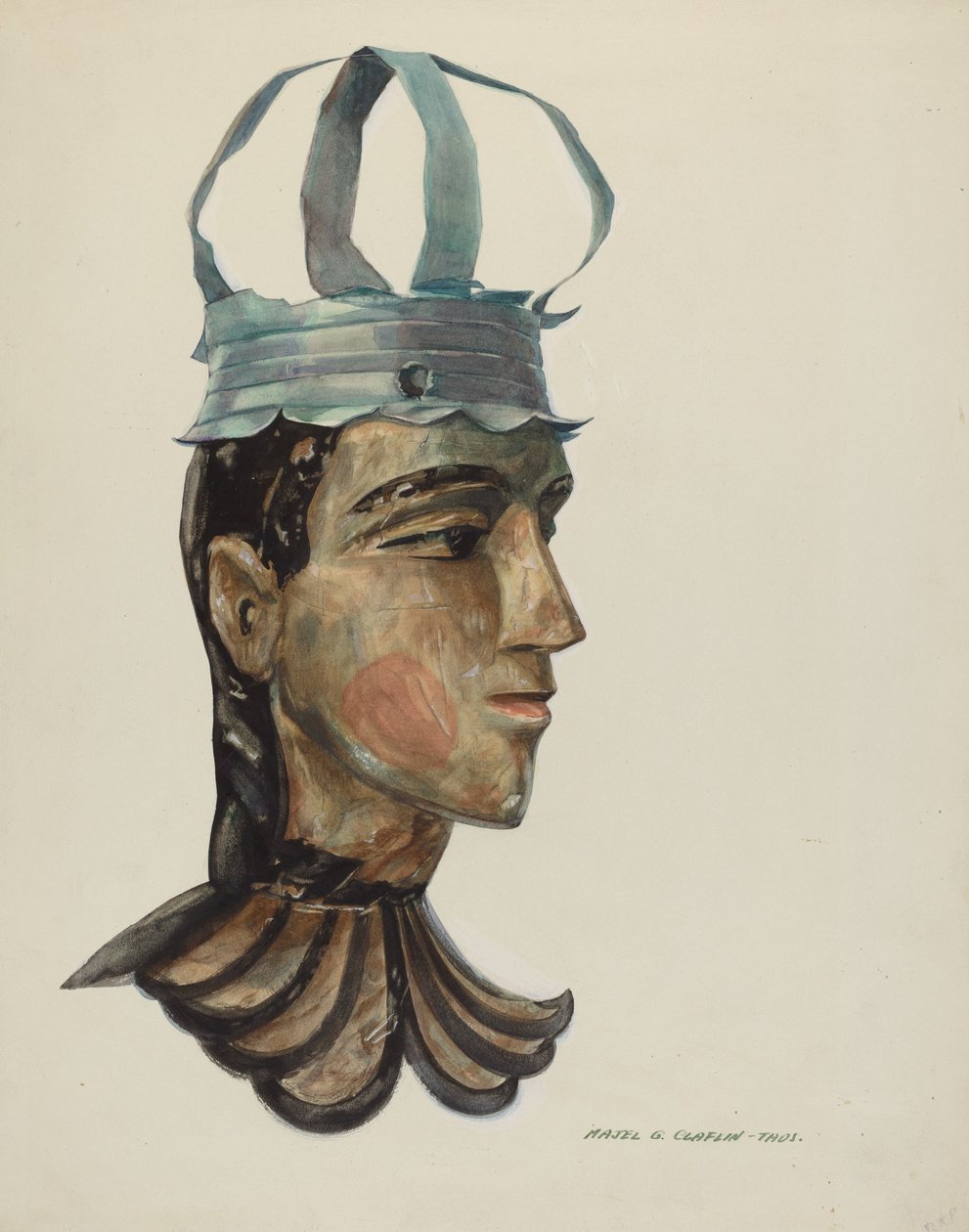 Veistetty figuuri tinakruunulla, 19351942. tekijältä Majel G. Claflin