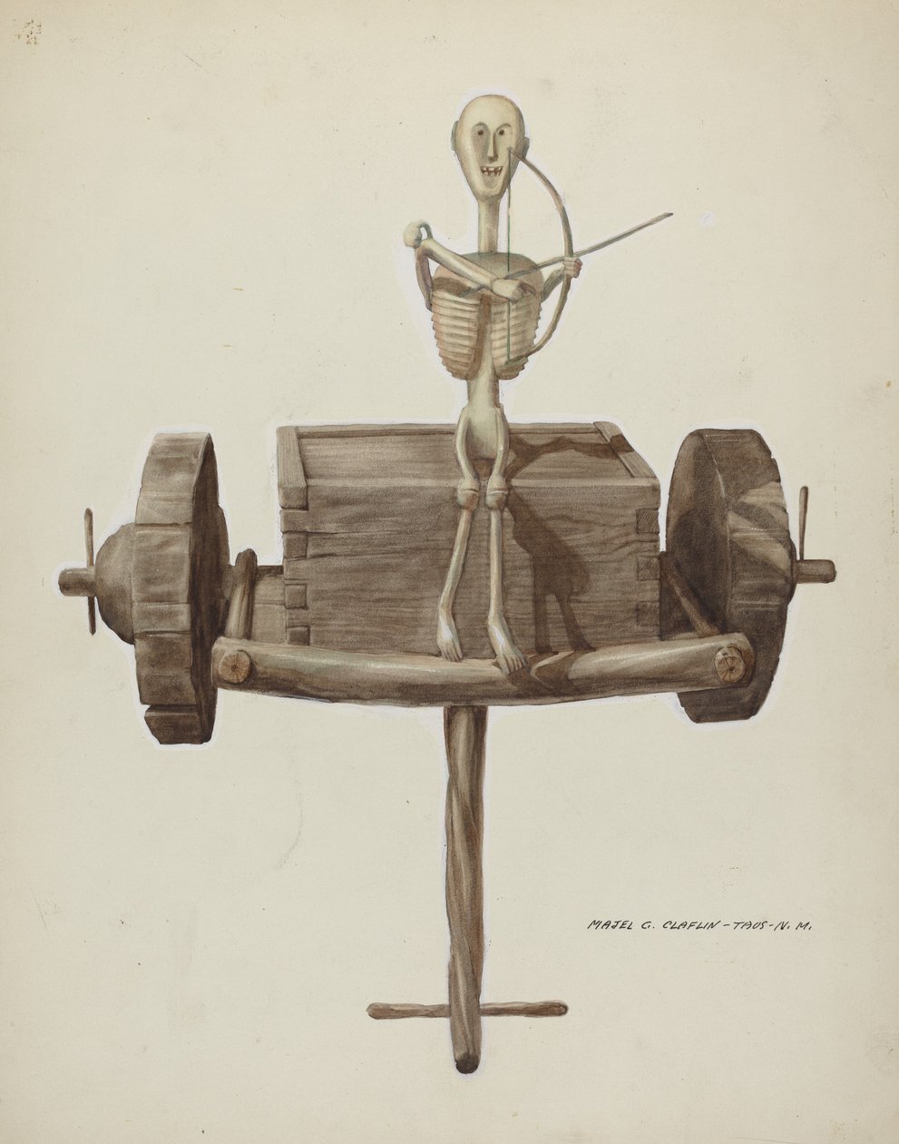 Penetente Death Cart & Death Figuuri, n. 1937. tekijältä Majel G. Claflin