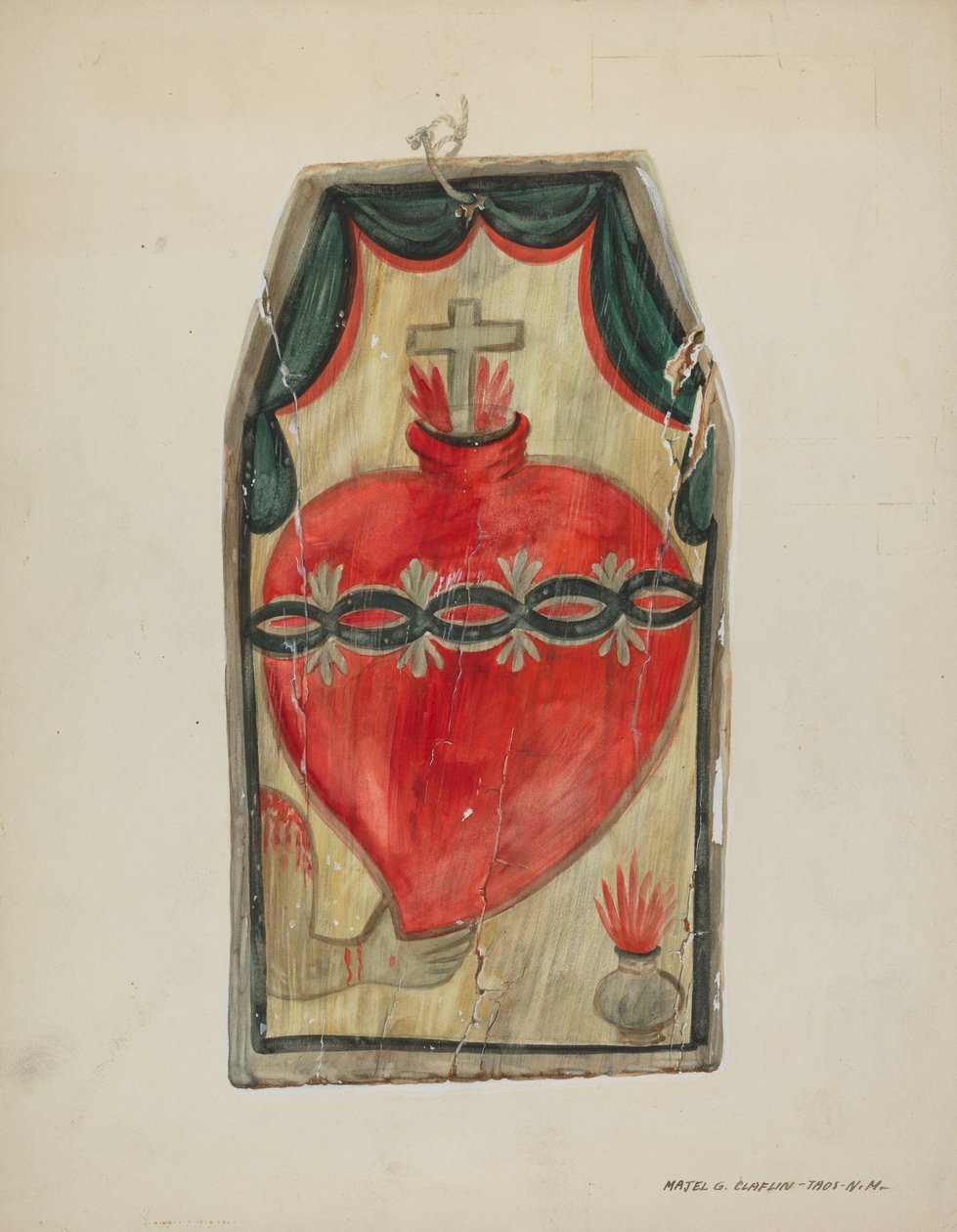 Retablo Sacred Heart, n. 1939. tekijältä Majel G. Claflin
