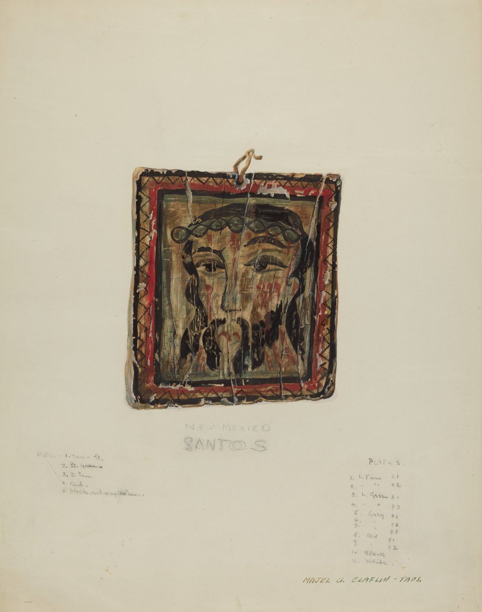Pieni Christo Head - Retablo, n. 1940. tekijältä Majel G. Claflin