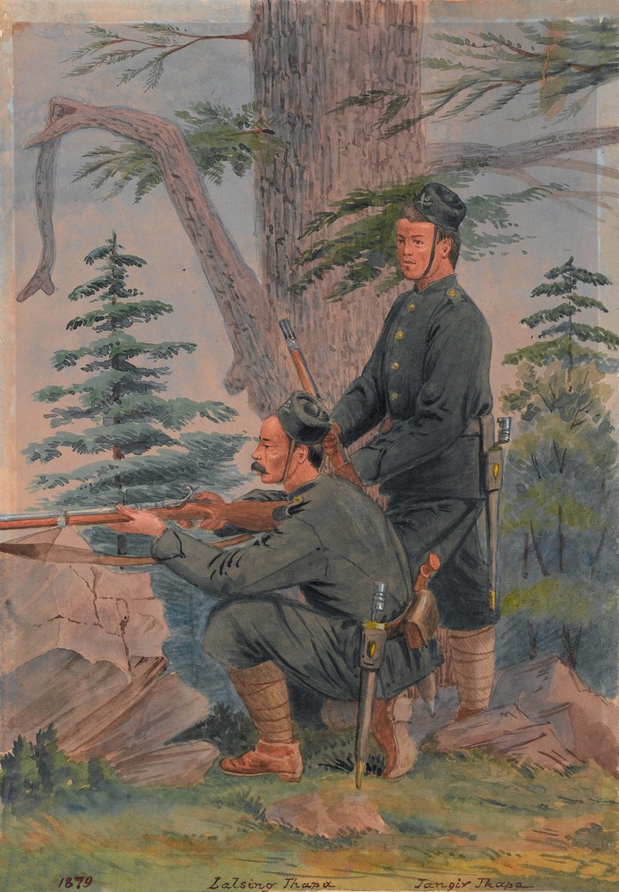 Lalsing Thapa ja Jangir Thapa 5. Gorkha-rykmentistä, Pewar Kotal, Afganistan tekijältä Major General R.G. Woodthorpe