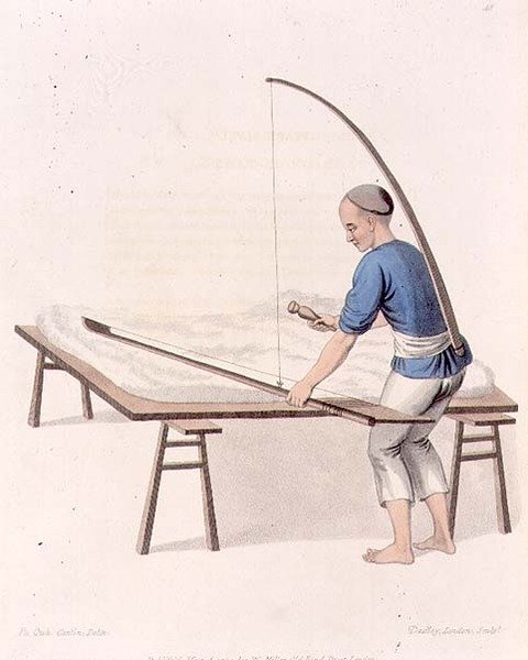 Puuvillanpuhdistaja, levy 48 teoksesta "The Costumes of China", kaiverrettu J. Dadleyn toimesta. tekijältä Major George Henry Mason
