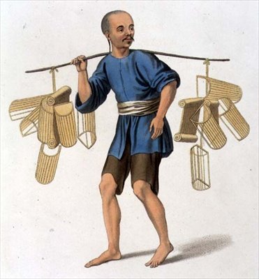 Tyynymyyjä, levy 33 teoksesta "The Costume of China", kaiverrettu J. Dadley tekijältä Major George Henry Mason