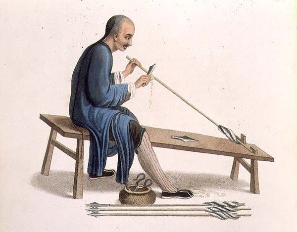 Arrow Maker, levy 15 teoksesta "The Costume of China", kaiverrettu J. Dadley tekijältä Major George Henry Mason