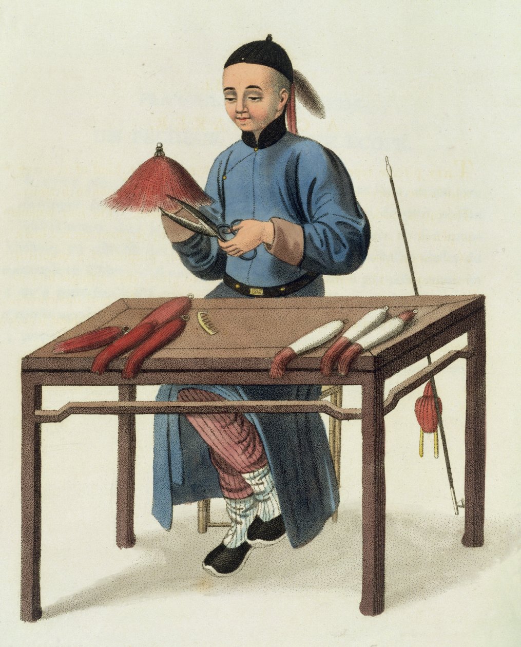Lippalakki, levy 51 teoksesta "The Costume of China", kaiverrettu J. Dadley, 1800 tekijältä Major George Henry Mason